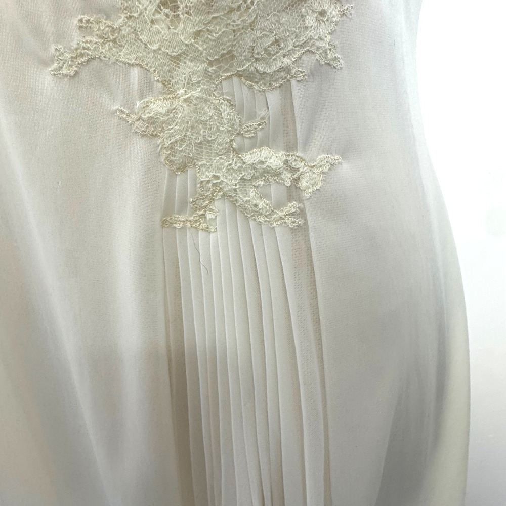 Vintage‎ Vanity Fair Full Slip Dress Size 36 Light Yellow Lace Pleats - Picture 6 of 12